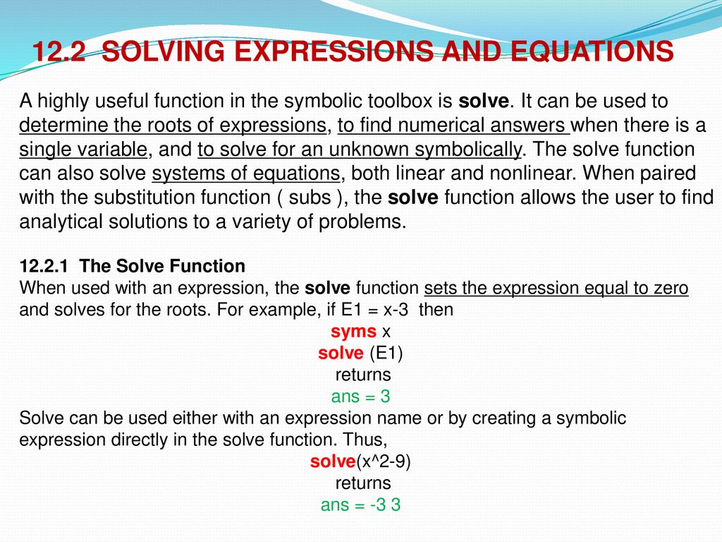 Solve Equations Withou Symbolic Math Toolbox Paymentspag